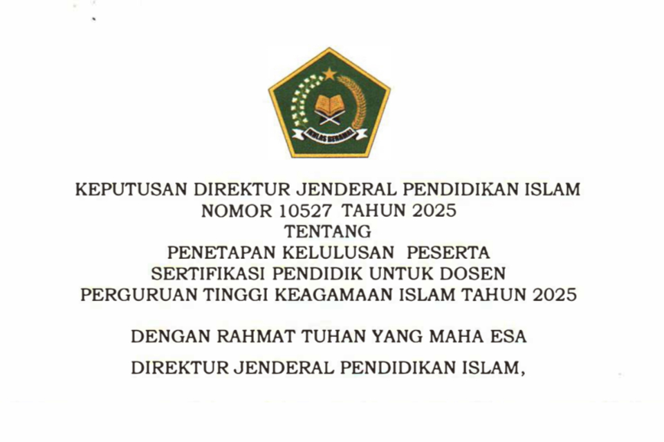 SK Penetapan Kelulusan Serdos PTKI 2025 Resmi Dirilis Hari Ini, Kabar Gembira bagi Peserta Serdos UIN Madura